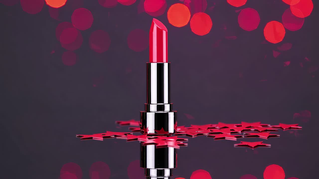 Rossetto rosso con stelle festive