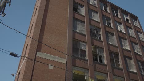 Moving-slow-motion-shot-of-Abandoned-building-located-in-Cleveland-Ohio