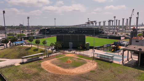 Aerial-view-of-What-A-Burger-Field-in-Corpus-Christi,-Texas