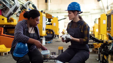 workers on a break in the factory