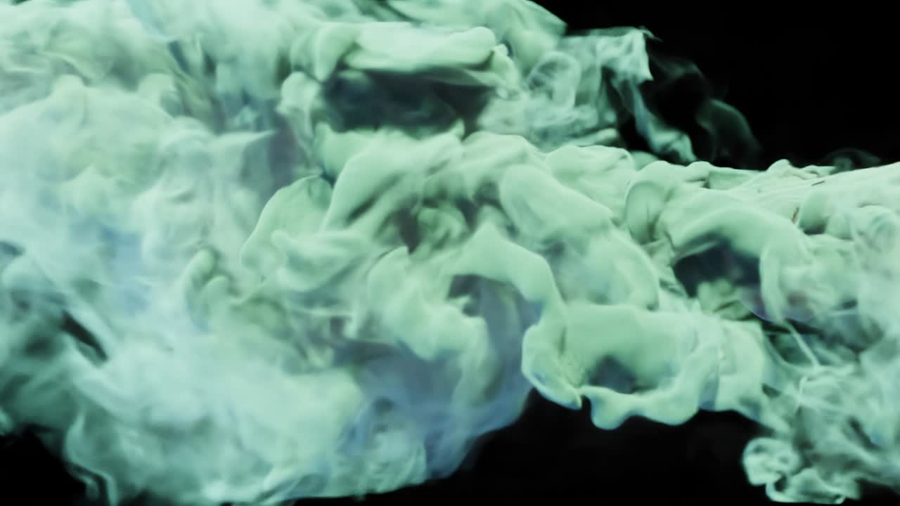 corriente de humo colorido en un fondo de estudio negro puede ser separado o utilizado continuamente. soplo de nube de humo, nube de tinta girando fluyendo bajo el agua, humo espeso, alta densidad y turbulencia, renderizado en 3d