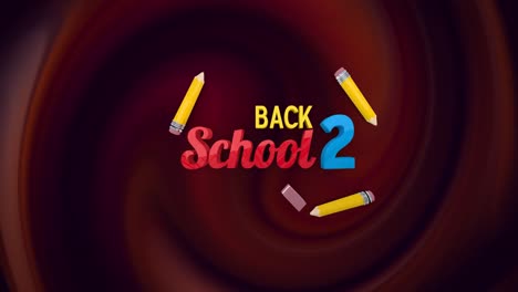 Animation-of-back-to-school-over-dark-red-and-black-background