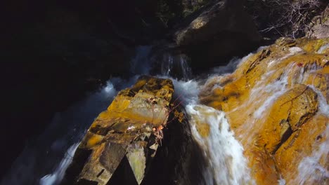 close up of a waterfall in a small river in the spanish pyrenees