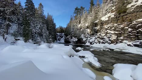 Beautiful-landscape-winter-wonderland-in-north-minnesota,-snow-storm-cold-weather-low-temperature