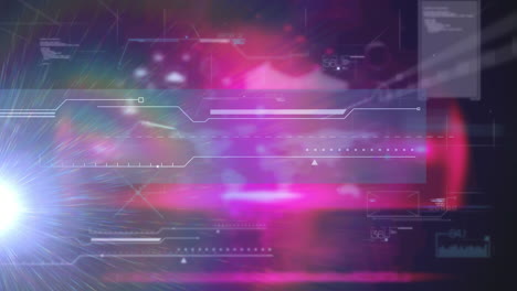animación del escaneo del alcance y el procesamiento de datos sobre un fondo brillante de color rosa