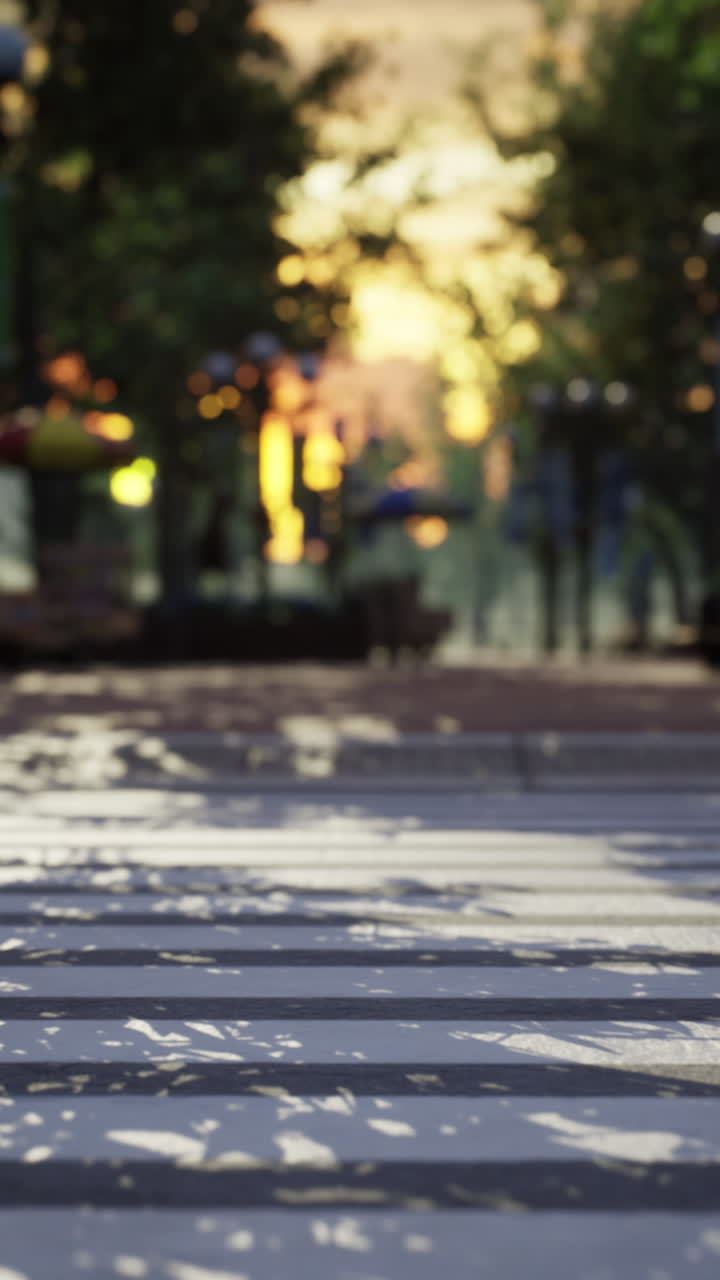 도시 의 보행자 교차로 의 해 가 지는 모습