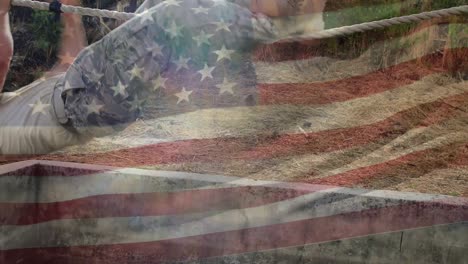 american soldiers crossing a rope