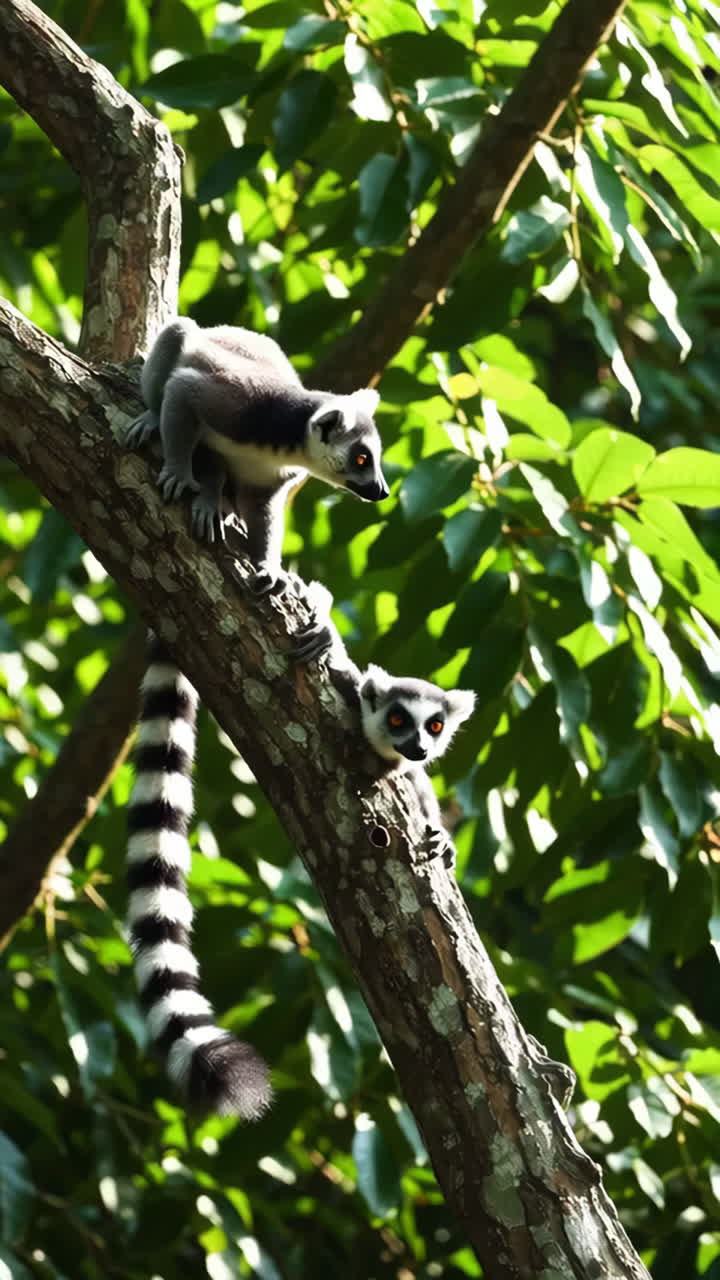 Ring-Tailed Lemurs in a Forest