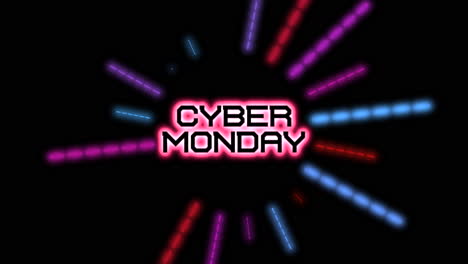 cyber monday with colorful lines on black gradient