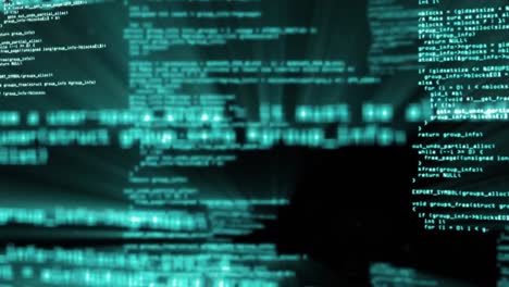 animazione digitale di più schermi con elaborazione dei dati su sfondo nero