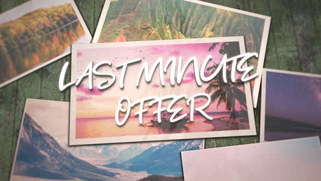 last minute offer with collage photos with summer landscape