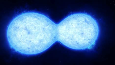 animación que representa la rotación de una estrella binaria de contacto