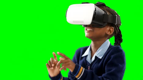 schoolgirl using virtual reality headset 4k