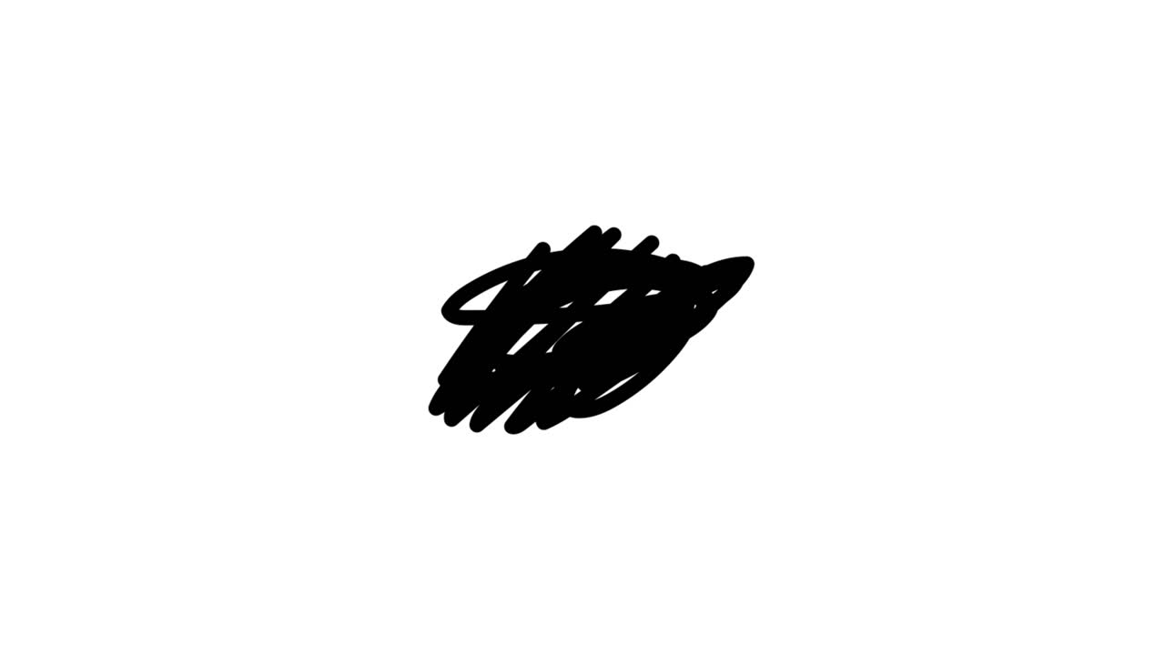 Black Scribble Appearing and Disappearing on White Background