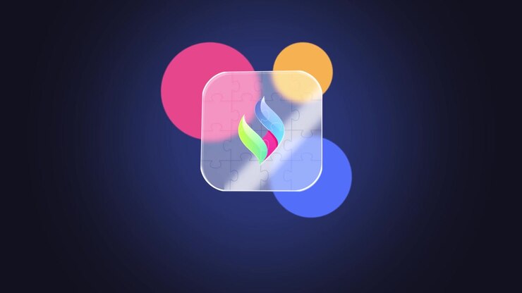 Animated Logo Reveal with Floating Puzzle Pieces
