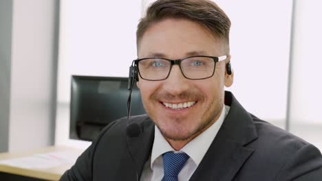 business people wearing headset working in office