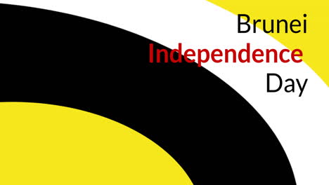 animation of brunei independence day over black anf yellow background