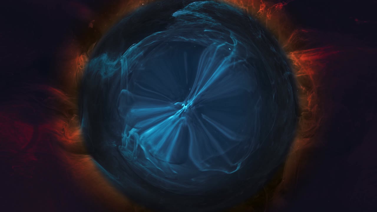 bola de cristal en llamas remolino azul movimiento de neblina roja