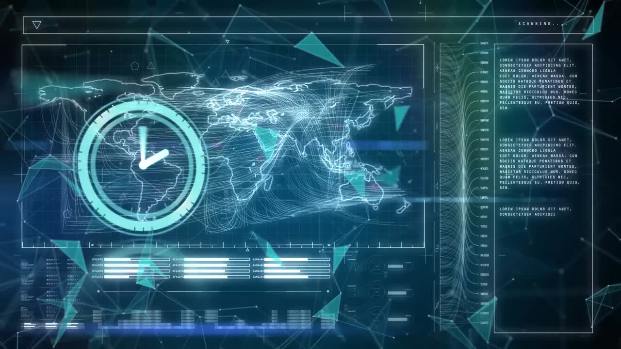 animación del procesamiento de datos sobre un fondo negro