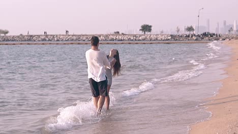 lovely couple enjoys spending time at resort slow motion