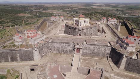 Aerial-orbit:-Forte-de-Nossa-Senhora-da-Graça,-sunny-Elvas,-Portugal