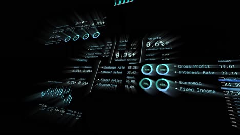 animation of financial data processing over numbers changing