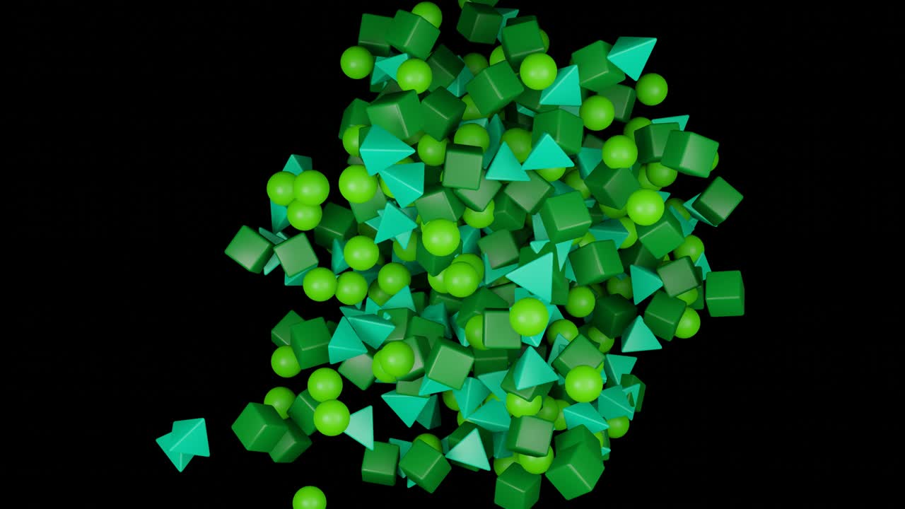 bursting green geometric shapes