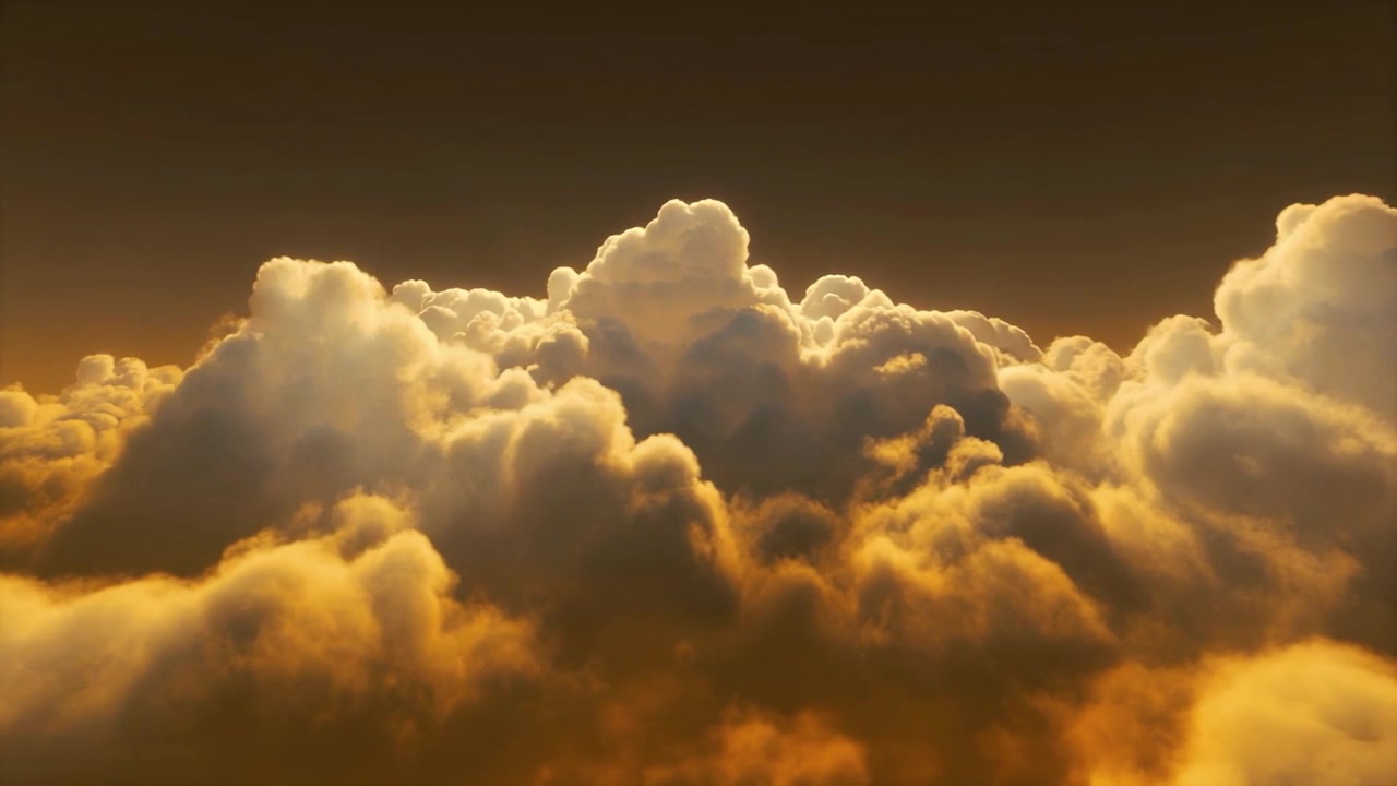 Aerial View of Golden Clouds at Sunset