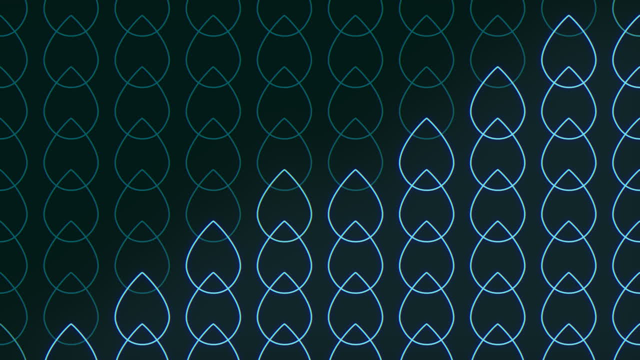 Seamless neon blue drops water on black gradient