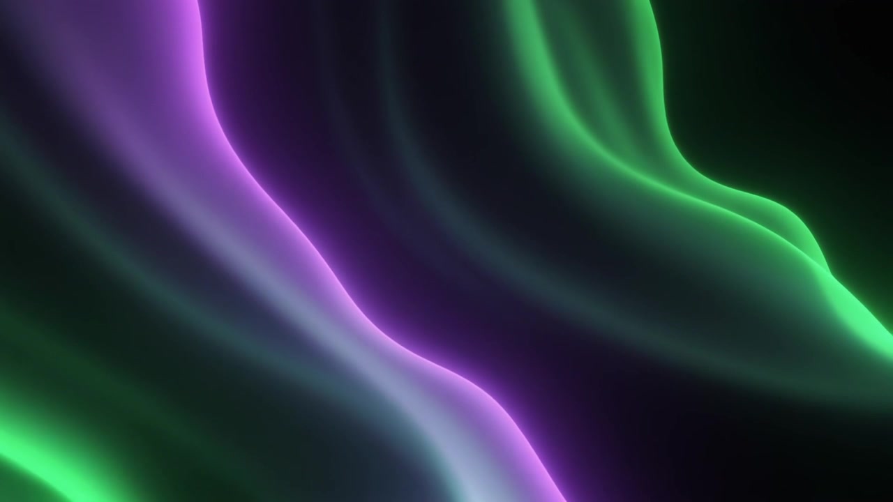 Abstract Motion Background with Glowing Purple and Green Waves