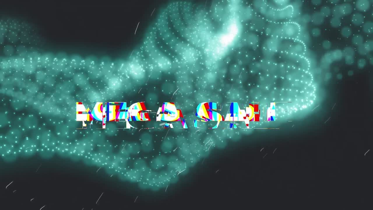 검은 바탕에 메가 판매 텍스트와 모양의 애니메이션