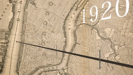 historic new york map with timeline from 1910 to 1930 showing evolution in the early 20th century