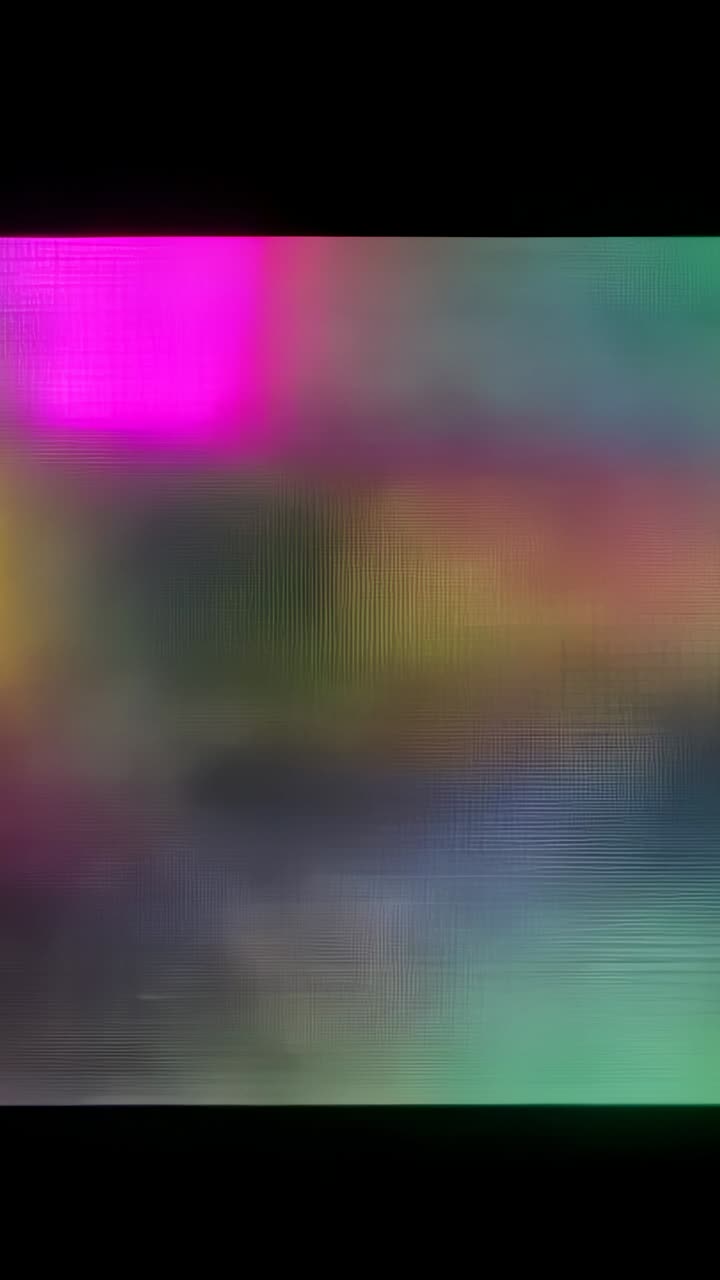 Video verticale: aggiornamento dello schermo, luci sfocate che si spostano in un ritaglio alto, mostrando le barre letterbox