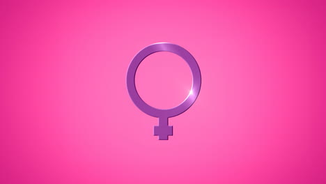 animación del símbolo de género femenino púrpura, en el fondo