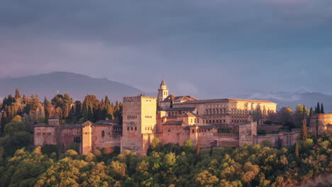 sunset with the alhambra of granada as main subject