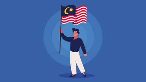 person holding the malaysian flag