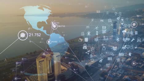 smart city and communication network concept. 5g. lpwa low power wide area. wireless communication.