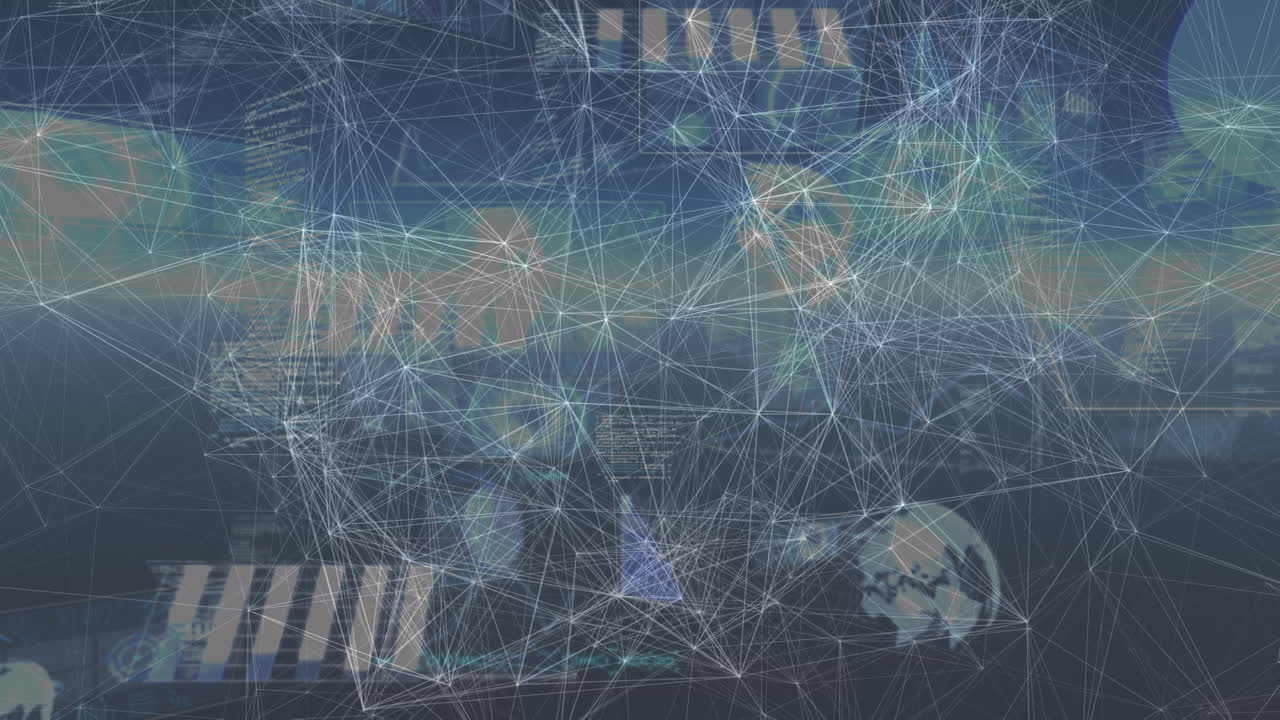 블랙 배경에 연결 네트워크와 데이터 처리의 애니메이션