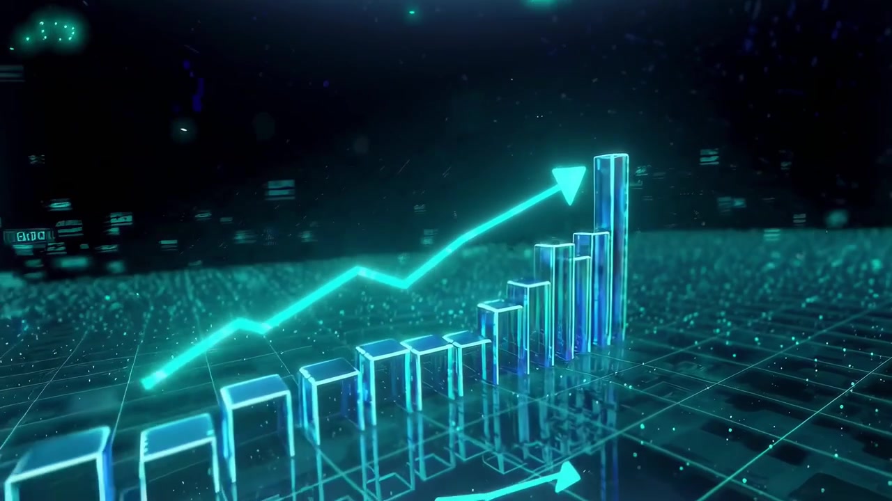Digital Bar Chart Showing Financial Growth and Market Trends