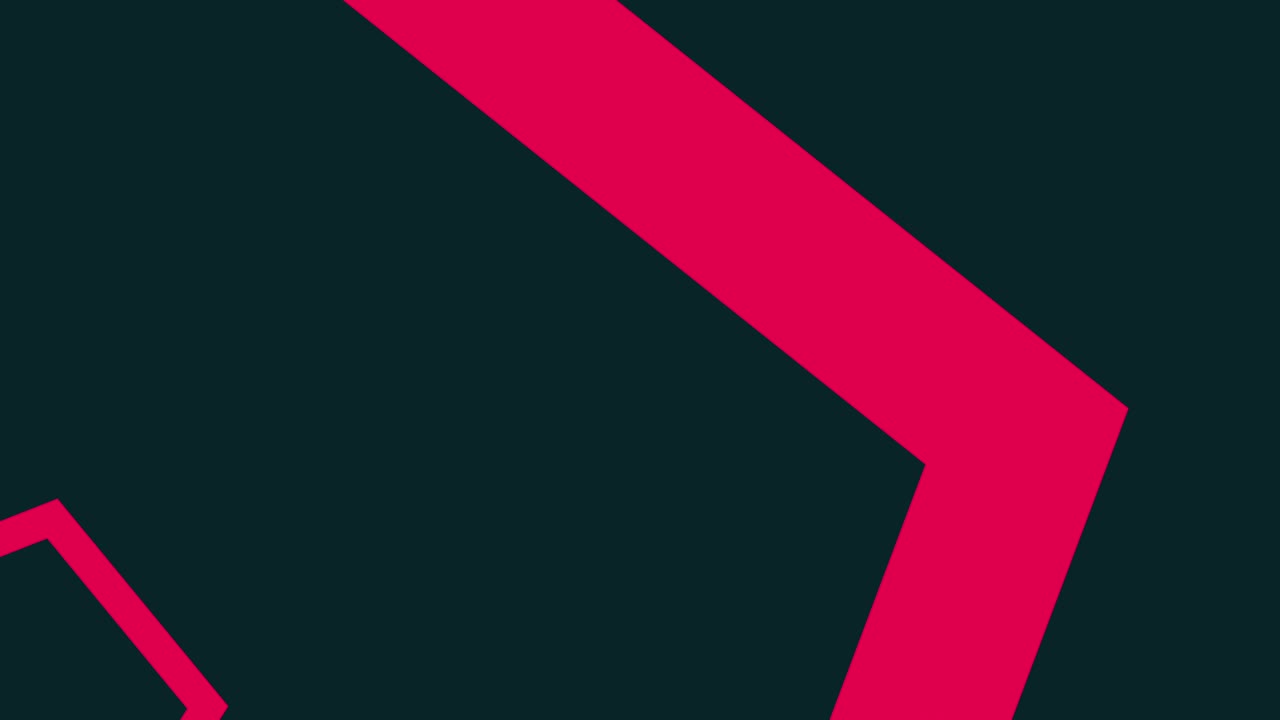 las figuras poligonales brillantes se mueven hacia la cámara creando un efecto túnel