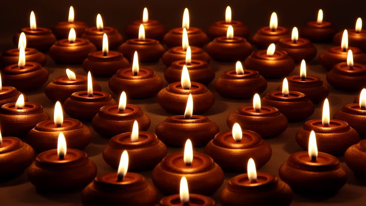 Array of Lit Candles Creating a Warm Glow