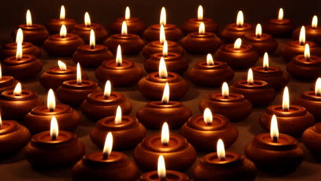 array of lit candles creating a warm glow