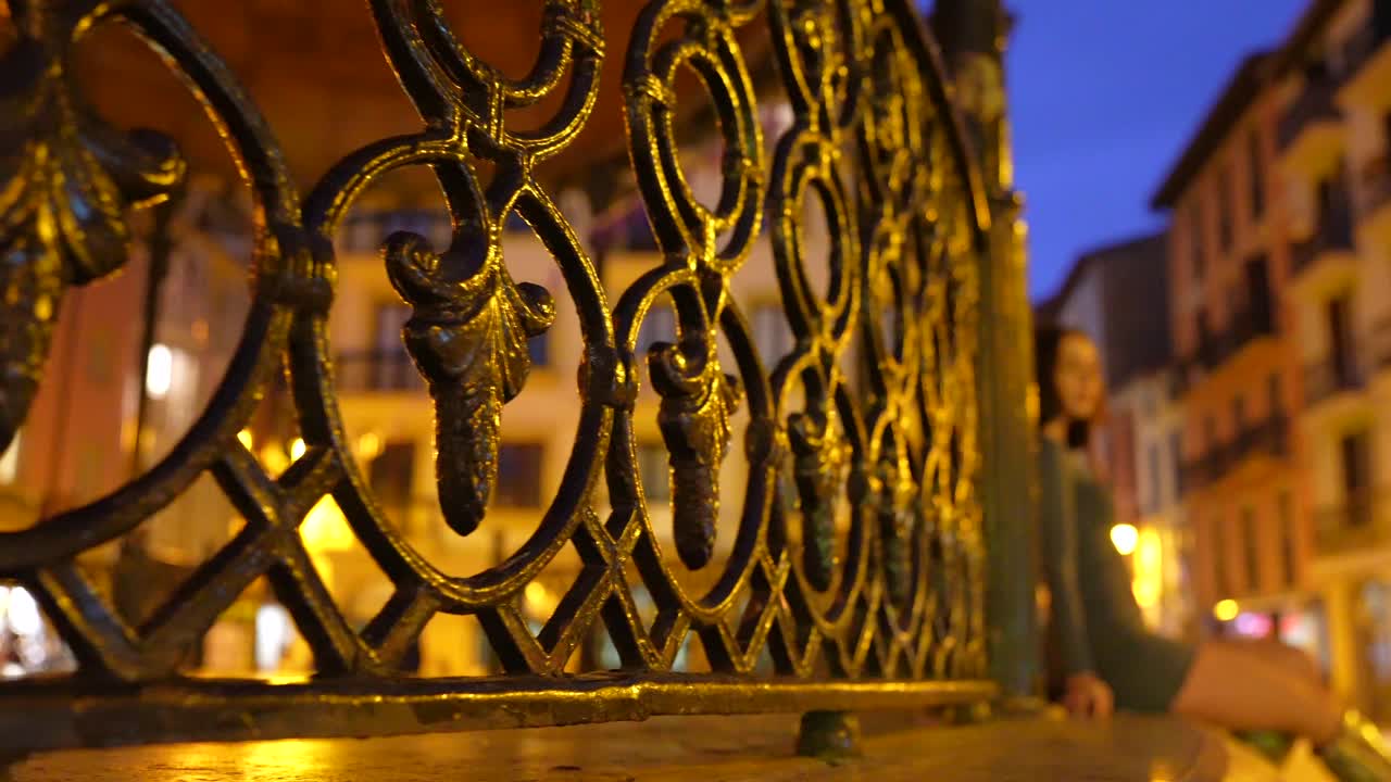 Woman in Dress in City at Night