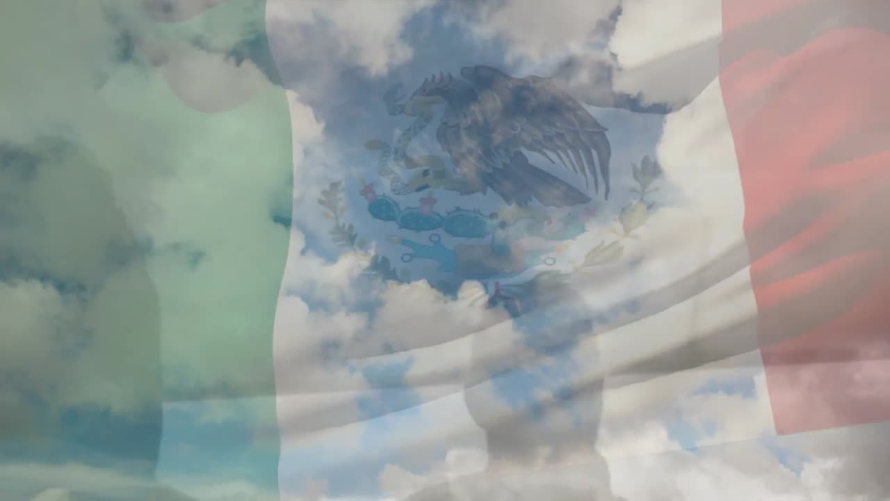 경기장에서 다양한 럭비 선수들 위에 이탈리아의  ⁇ 발의 애니메이션