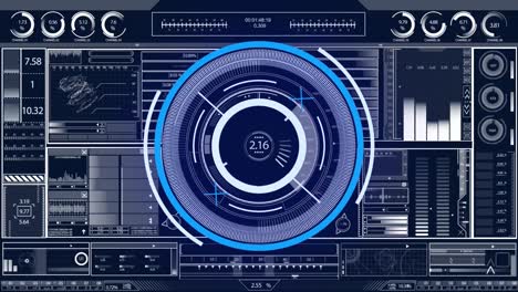 animation of circular scope scanning with information and statistics on black