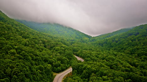 Mist hugs the Smokies in this sweeping cinematic drone shot