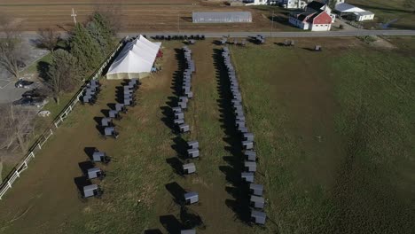 amish family wedding as seen by a drone