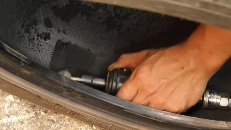 tire repair in progress