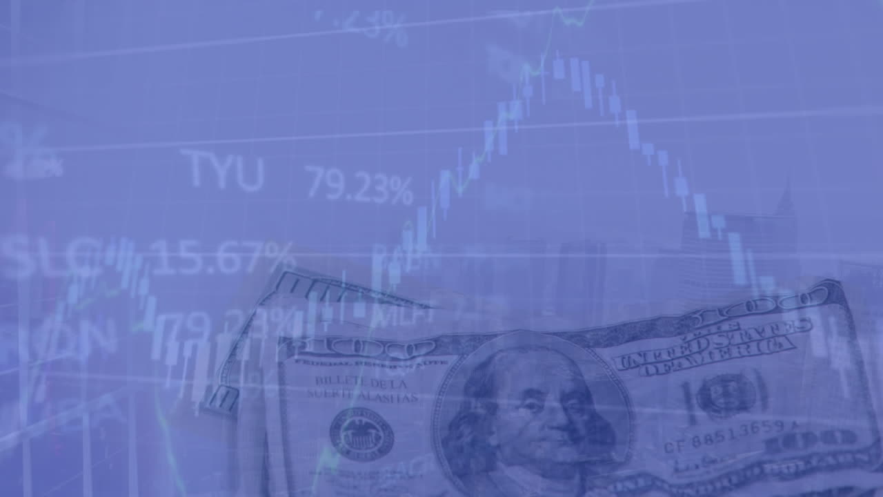 animación del procesamiento de datos sobre billetes