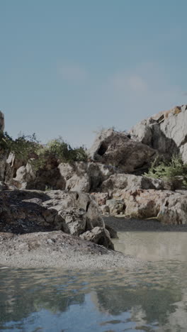 rocky beach with clear blue water